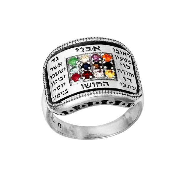 "Ring of the 12 Tribes Gemstones - Silver with Gold"