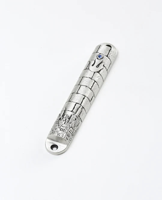 The Western Wall Mezuzah - Blue