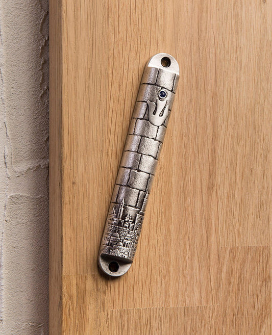 The Western Wall Mezuzah - Blue