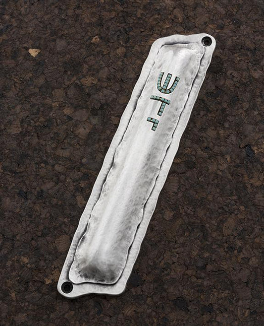 "Shadai" Mezuzah with Turquoise Crystals.