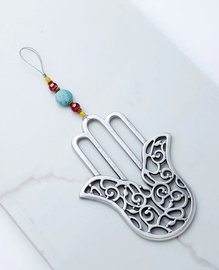 An exquisite Hamsa wall hanging in Azurite design.