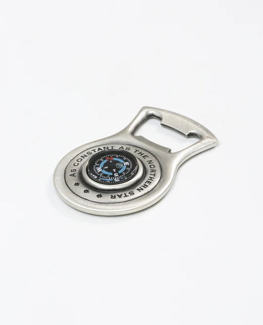 Bottle opener with a compass.